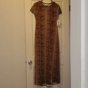 New LLR Maria Leopard Animal Print Maxi Dress,XXS